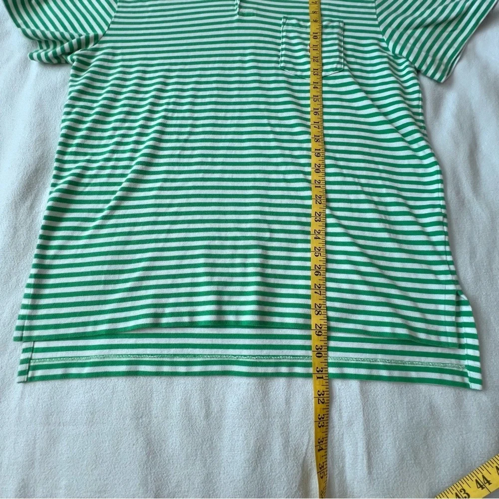 Polo Ralph Lauren VTG Men's Large‎ Green White Striped Polo 100% Cotton Preppy
